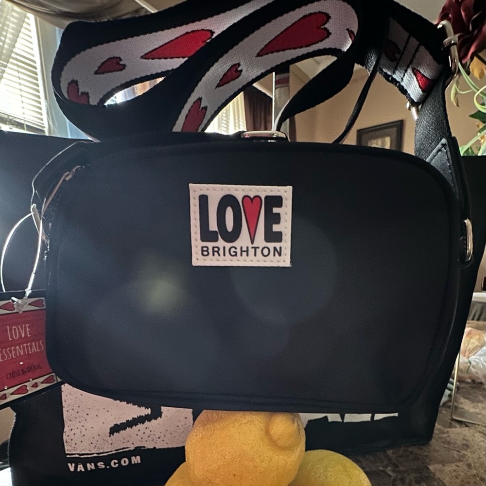 Brighton Black Crossbody Bag with Heart Accents